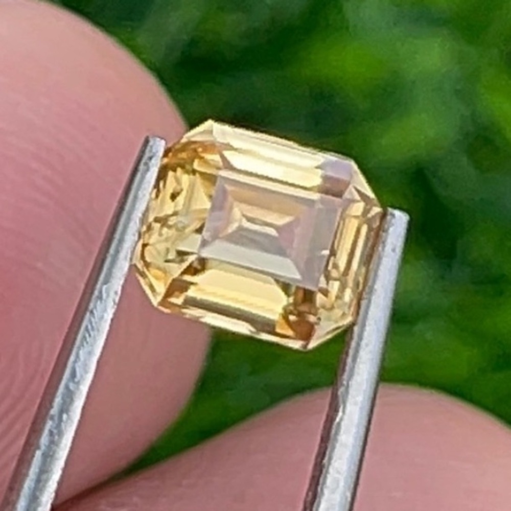 1.49 CT Natural Golden Yellow Zircon. Emerald Shape Clean Gem